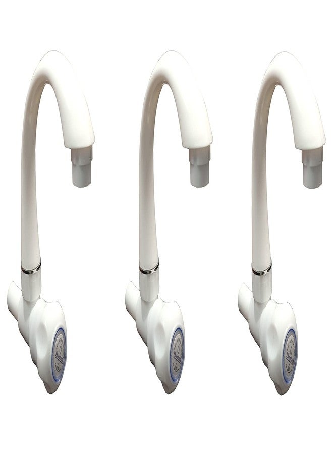 Droptech PVC Fancy Sink taps Cock for Kitchen Sink Faucet/Plastic Sink Cock tap/Bathroom Wash Basins Wall Mounted Standard Size 1/2'' (15mm) White Pack of 3 - Image 1